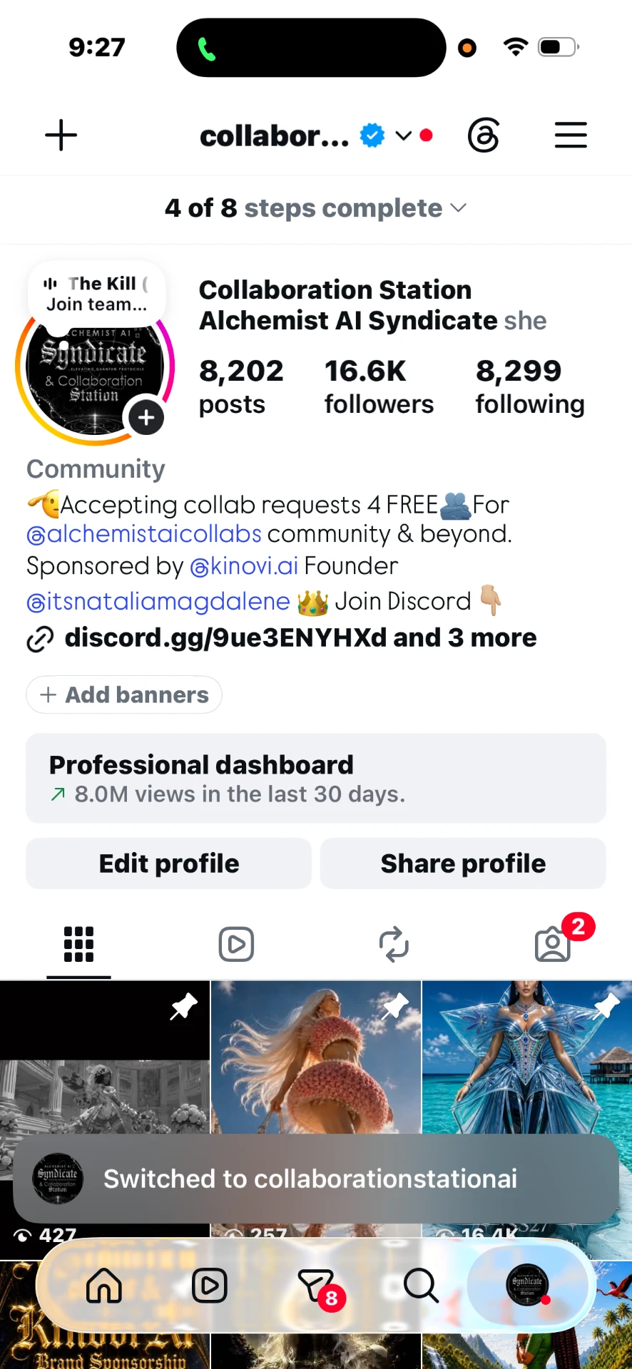 Collaboration Station AI Instagram profile — 16.6K followers, 8.0M views in the last 30 days