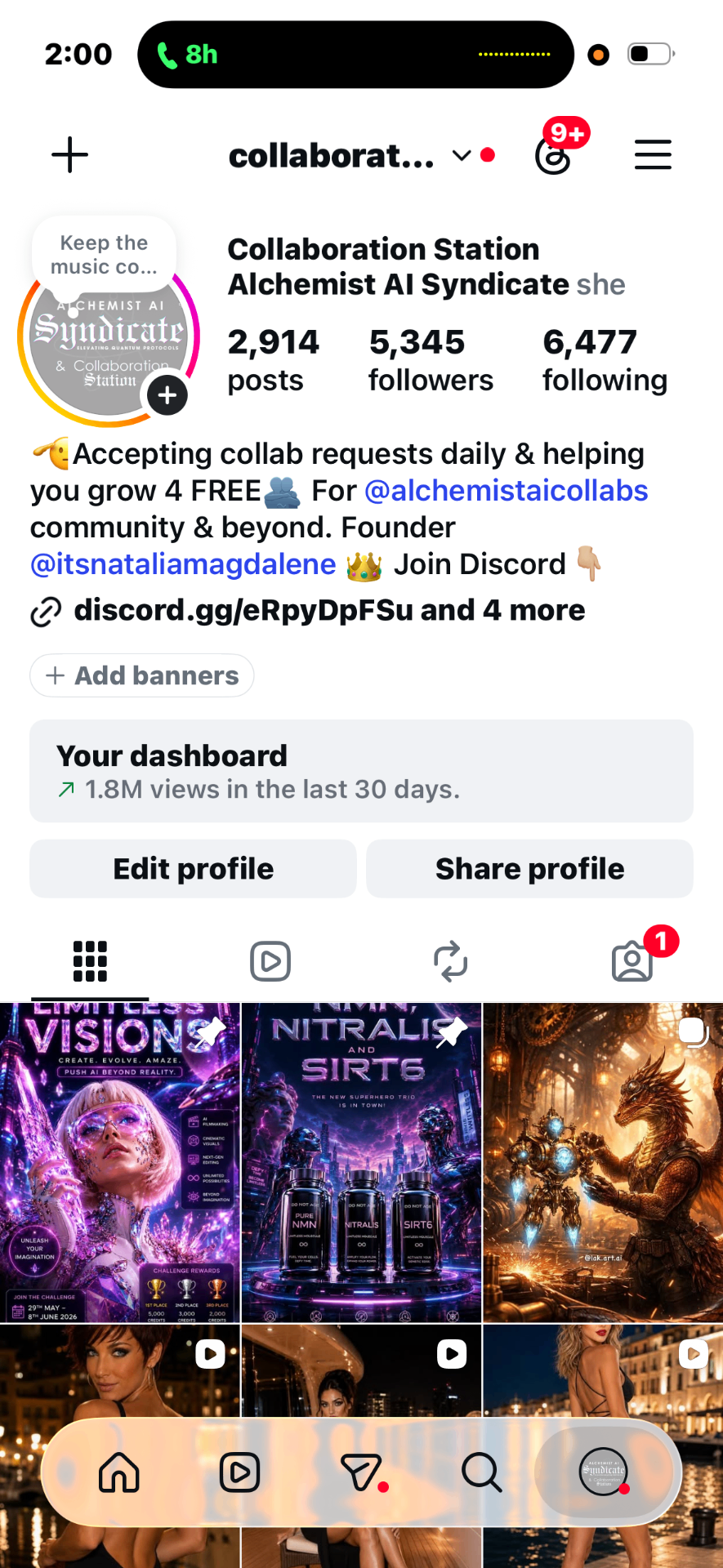 Collaboration Station Instagram — 5,345 followers, 1.8M views in 30 days