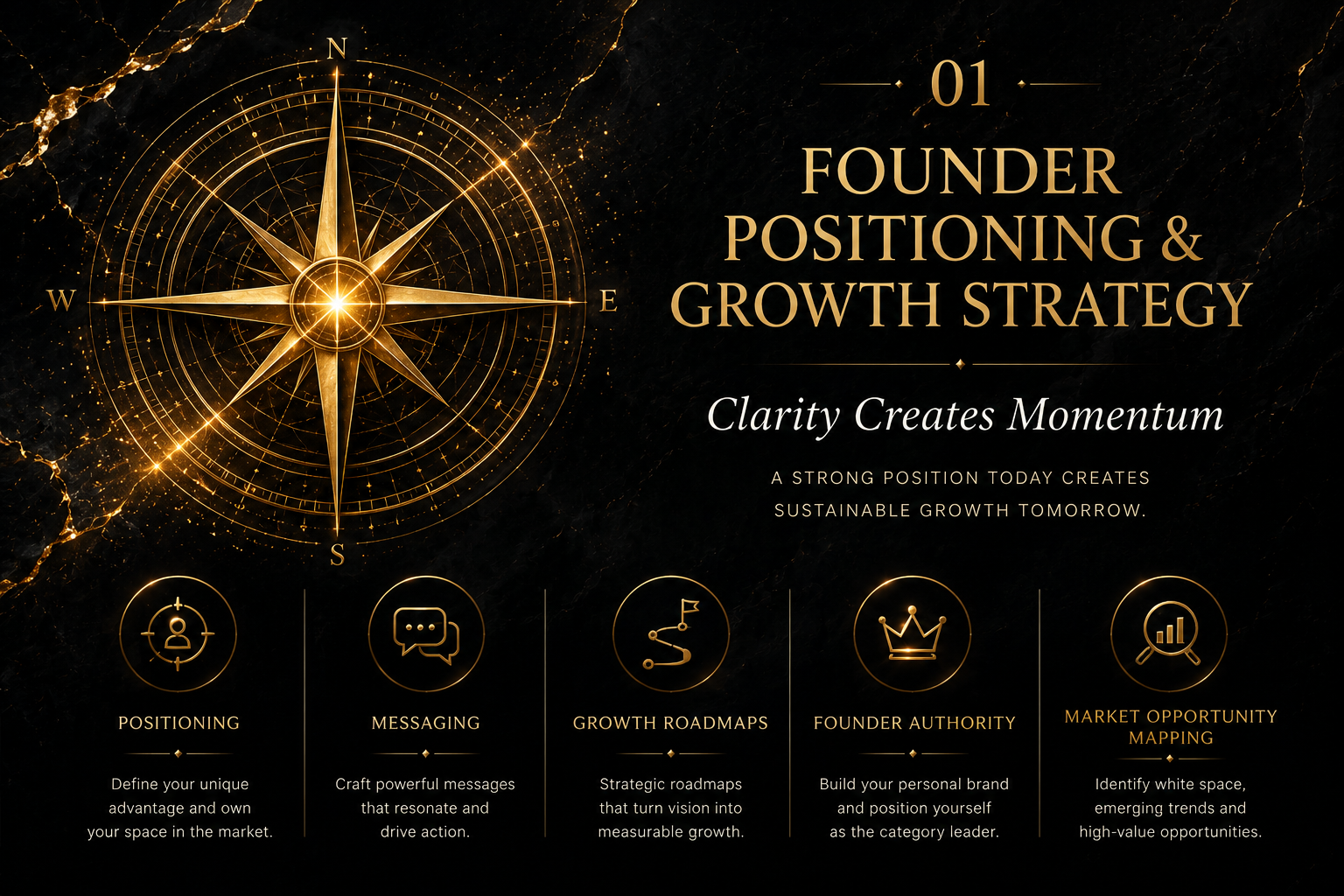 Founder Positioning & Growth Strategy — golden compass poster