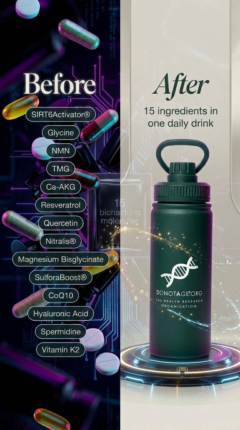 DoNotAge before & after — 15 ingredients in one daily drink